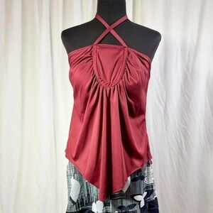 Vintage Handmade Burgundy Halter Top XS/S